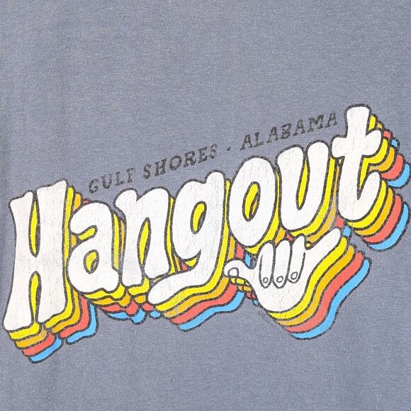 Hangout Gulf Shores Alabama Comfort Colors Shirt Men’s Medium Blue Graphic Tee - Picture 5 of 5